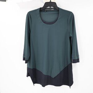 Porto San Francisco Blouse Womens 1 Asymmetric Lagenlook 3/4 Sleeve stretch tech